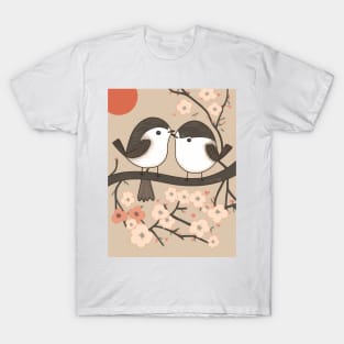 Two cute young chickadee bird kissing T-Shirt